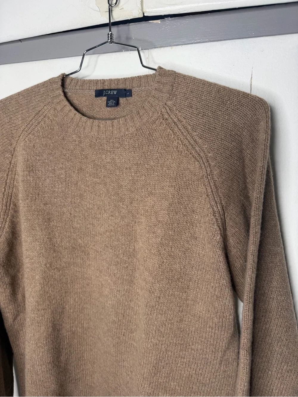 J. Crew Men Crewneck Lambs Wool Sweater Size Large Brown Minimalist Quiet Luxury